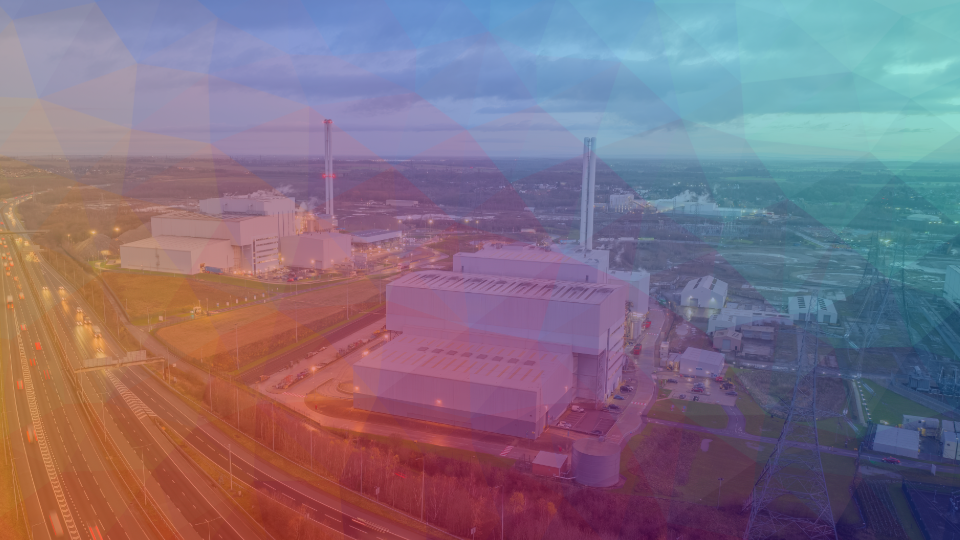 Carbon capture plant with abstract colour hue overlay